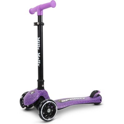 Milly Mally Dětská koloběžka SPARKY LED tříkolová – svítící kolečka, nastavitelná, fialová Milly Mally Dětská koloběžka SPARKY LED tříkolová – svítící kolečka, nastavitelná, fialová