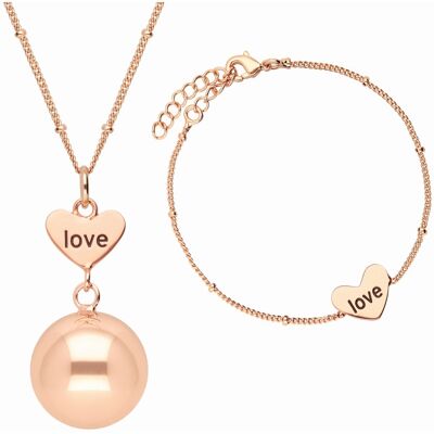 Bola Těhotenská rolnička s náramkem Heart and Love Rose Gold Bola Těhotenská rolnička s náramkem Heart and Love Rose Gold