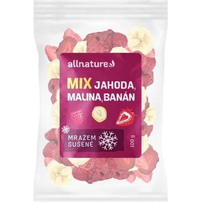 Allnature Mix lyofilizovaného ovoce jahoda, malina, banán 100 g Allnature Mix lyofilizovaného ovoce jahoda, malina, banán 100 g