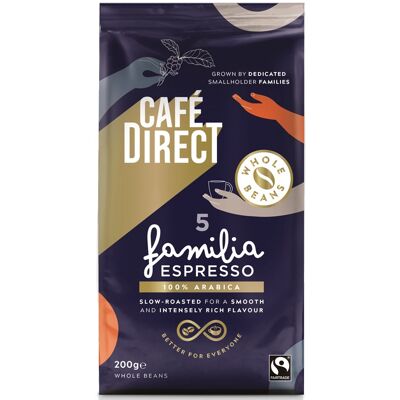 Cafédirect Familia Espresso SCA 82 zrnková káva 200 g Cafédirect Familia Espresso SCA 82 zrnková káva 200 g