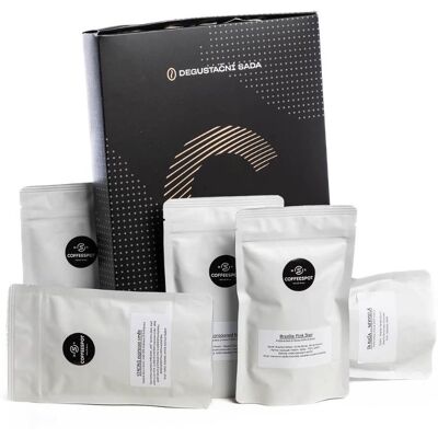 Coffeespot 1. degustační balení zrnková káva 5x50 g Coffeespot 1. degustační balení zrnková káva 5x50 g