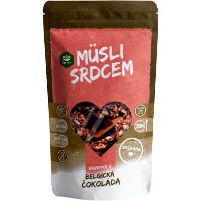 Topnatur Müsli srdcem Belgická čokoláda&Brusinky 350 g Topnatur Müsli srdcem Belgická čokoláda&Brusinky 350 g