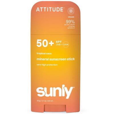 ATTITUDE Sunly Minerální opalovací krém SPF 50+ s vůní tropického kokosu 60 g ATTITUDE Sunly Minerální opalovací krém SPF 50+ s vůní tropického kokosu 60 g