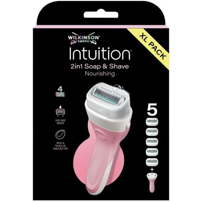 Wilkinson Intuition 2in1 Soap&Shave Nourishing dámský holicí strojek + 5 hlavic Wilkinson Intuition 2in1 Soap&Shave Nourishing dámský holicí strojek + 5 hlavic