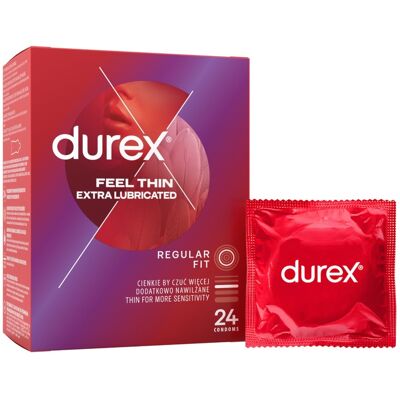 Durex Feel Thin Extra Lubricated Kondomy - Kondomy Durex Feel Thin Extra Lubricated Kondomy - Kondomy