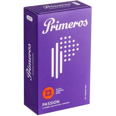 Kondomy Primeros Passion - s žebry, ovocná příchuť, 12 ks Kondomy Primeros Passion - s žebry, ovocná příchuť, 12 ks