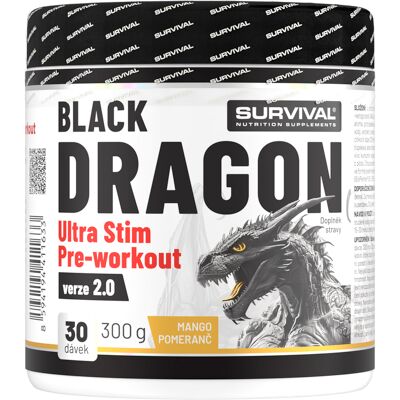 Survival Black Dragon Ultra Stim Pre-workout 300 g mango-pomeranč Survival Black Dragon Ultra Stim Pre-workout 300 g mango-pomeranč