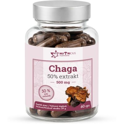 Nutricius Chaga 50% extrakt 500 mg 60 kapslí Nutricius Chaga 50% extrakt 500 mg 60 kapslí
