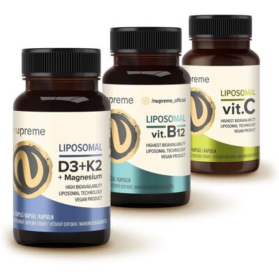 NUPREME Liposomal C + B12 + D3/K2 - Vitamínová Sada NUPREME Liposomal C + B12 + D3/K2 - Vitamínová Sada
