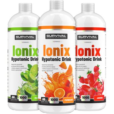 Survival Ionix Hypotonic Drink 1000 ml 2+1 ZDARMA jahoda + pomeranč + mojito Survival Ionix Hypotonic Drink 1000 ml 2+1 ZDARMA jahoda + pomeranč + mojito