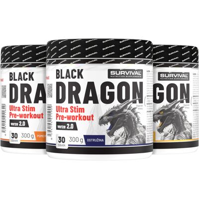 Survival Black Dragon Ultra Stim Pre-workout 2+1 ZDARMA (višeň+mango-pomeranč+ostružina) Survival Black Dragon Ultra Stim Pre-workout 2+1 ZDARMA (višeň+mango-pomeranč+ostružina)