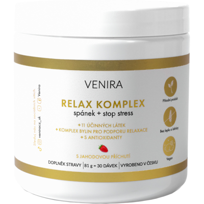 Venira - Relax komplex - Jahoda - Uvolnění stresu - Supplement Venira - Relax komplex - Jahoda - Uvolnění stresu - Supplement