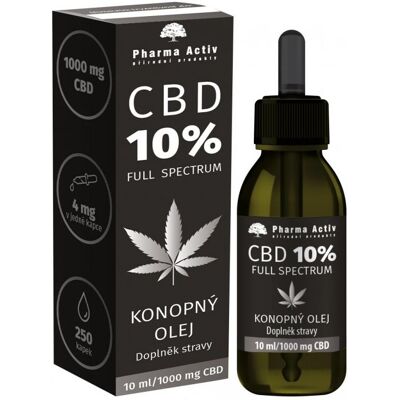 CBD Konopný olej Pharma Activ - 1000mg 10ml - Plnospektrální podpora CBD Konopný olej Pharma Activ - 1000mg 10ml - Plnospektrální podpora