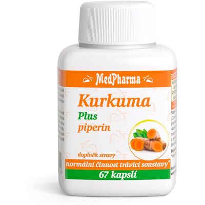 MedPharma Kurkuma Plus Piperin 67 Kapslí - Potravinový doplněk MedPharma Kurkuma Plus Piperin 67 Kapslí - Potravinový doplněk