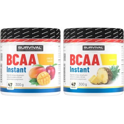 Survival BCAA Instant - akce 1+1 300 g ananas + 300 g broskev Survival BCAA Instant - akce 1+1 300 g ananas + 300 g broskev
