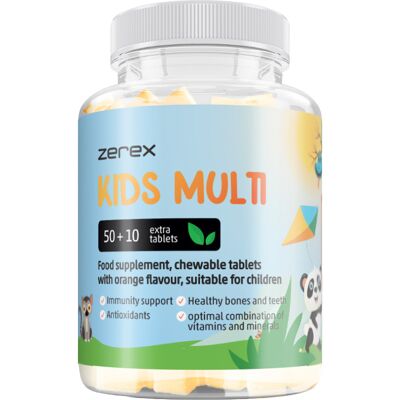 Zerex Kids Multi 60 cucavých tablet pomeranč Zerex Kids Multi 60 cucavých tablet pomeranč