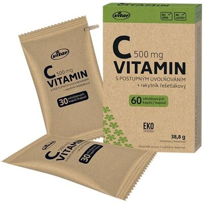 Vitar EKO Vitamin C 500 mg s postupným uvolňováním 60 kapslí Vitar EKO Vitamin C 500 mg s postupným uvolňováním 60 kapslí