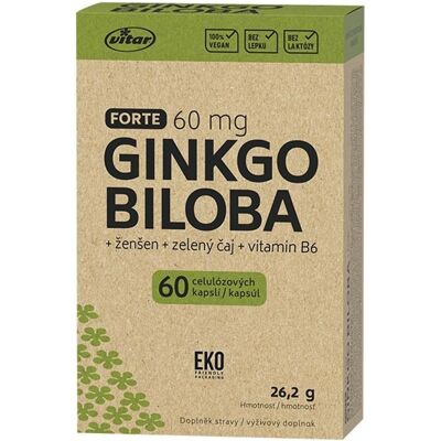 Vitar EKO Ginkgo biloba + zelený čaj 60 kapslí Vitar EKO Ginkgo biloba + zelený čaj 60 kapslí