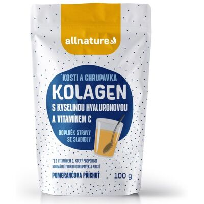 Allnature Kolagen s kyselinou hyaluronovou a vitamínem C - Příchuť pomeranč - Doplněk stravy Allnature Kolagen s kyselinou hyaluronovou a vitamínem C - Příchuť pomeranč - Doplněk stravy