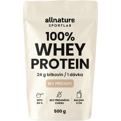Allnature Sportlab 100% WHEY protein bez příchuti 500 g Allnature Sportlab 100% WHEY protein bez příchuti 500 g