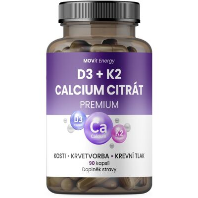 MOVit Energy Vitamín D3 1000 IU + K2 75 mcg + Calcium Citrát 90 kapslí MOVit Energy Vitamín D3 1000 IU + K2 75 mcg + Calcium Citrát 90 kapslí