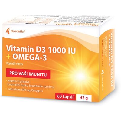 Noventis Vitamín D3 1000 IU + Omega-3 60 kapslí Noventis Vitamín D3 1000 IU + Omega-3 60 kapslí