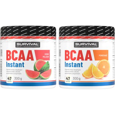 Survival BCAA Instant - akce 1+1 300 g meloun + 300 g pomeranč Survival BCAA Instant - akce 1+1 300 g meloun + 300 g pomeranč