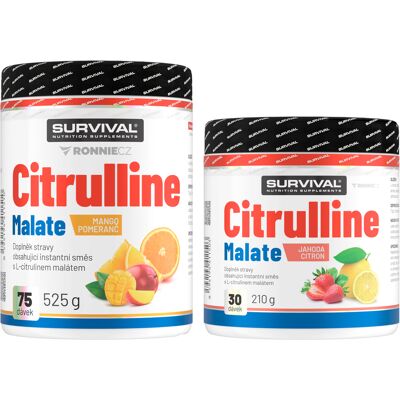 Survival Citrulline Malate AKCE 525 g Mango-Pomeranč + 210 g Jahoda-Citron ZDARMA Survival Citrulline Malate AKCE 525 g Mango-Pomeranč + 210 g Jahoda-Citron ZDARMA