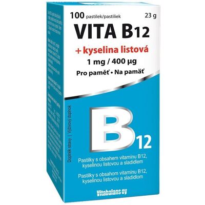 Vitabalans Vitabalans VITA B12 + kyselina listová pastilky 100 pastilek Vitabalans Vitabalans VITA B12 + kyselina listová pastilky 100 pastilek