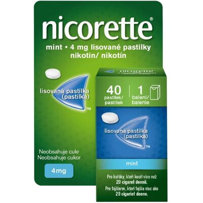 Nicorette Mint 4 mg 40 lisovaných pastilek Nicorette Mint 4 mg 40 lisovaných pastilek