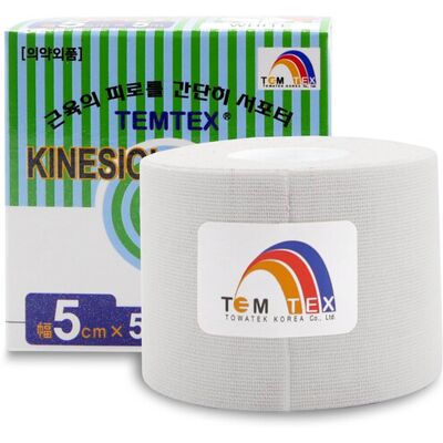 Temtex Kinesio Tape Classic - Bílá 5cm x 5m - Kinesio páska Temtex Kinesio Tape Classic - Bílá 5cm x 5m - Kinesio páska