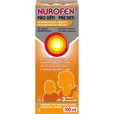 Nurofen pro děti 20 mg/ml pomeranč suspenze 100 ml Nurofen pro děti 20 mg/ml pomeranč suspenze 100 ml