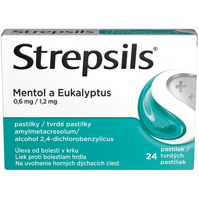 Strepsils Mentol a eukalyptus 24 pastilek Strepsils Mentol a eukalyptus 24 pastilek