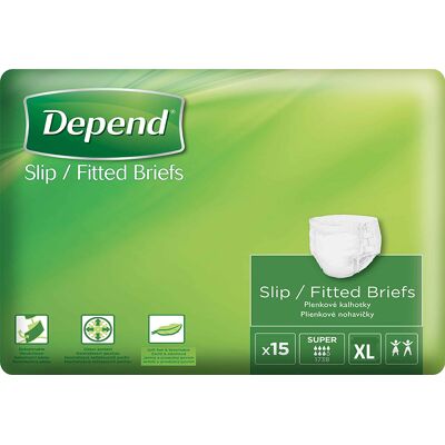 Depend Slip Super XL inkontinenční plenkové kalhotky 15 ks Depend Slip Super XL inkontinenční plenkové kalhotky 15 ks