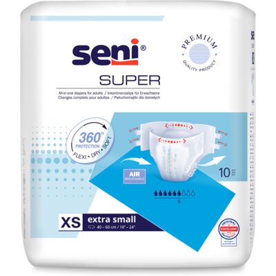 Seni Super vel. XS absorpční plenkové kalhotky s lepítky 10 ks Seni Super vel. XS absorpční plenkové kalhotky s lepítky 10 ks