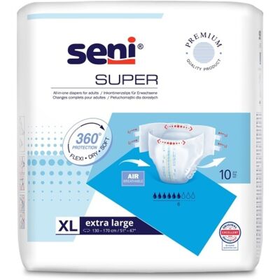 Seni Super vel. XL absorpční plenkové kalhotky s lepítky 10 ks Seni Super vel. XL absorpční plenkové kalhotky s lepítky 10 ks