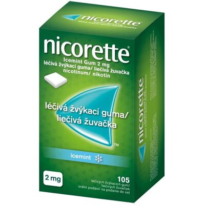Nicorette Icemint Žvýkačky 2 mg - Odvykání kouření 105 kusů Nicorette Icemint Žvýkačky 2 mg - Odvykání kouření 105 kusů