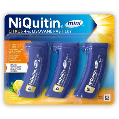 Niquitin mini Citrus 4 mg 3x20 lisovaných pastilek Niquitin mini Citrus 4 mg 3x20 lisovaných pastilek