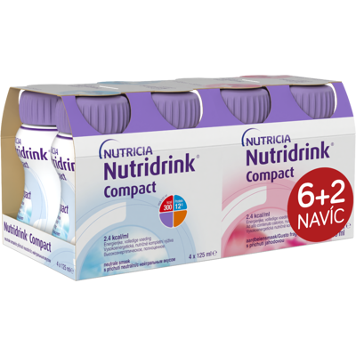 Nutridrink Compact 6+2 s příchutí neutral-jahoda 8x125 ml Nutridrink Compact 6+2 s příchutí neutral-jahoda 8x125 ml