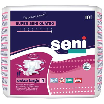 Seni Super Quatro Extra Large inkontinenční plenkové kalhotky 10 ks Seni Super Quatro Extra Large inkontinenční plenkové kalhotky 10 ks