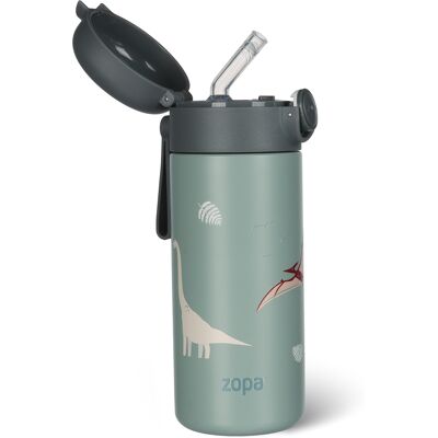 Zopa Termoska na tekutiny s brčkem a silikonovým držákem 350 ml, Dino 2 Zopa Termoska na tekutiny s brčkem a silikonovým držákem 350 ml, Dino 2