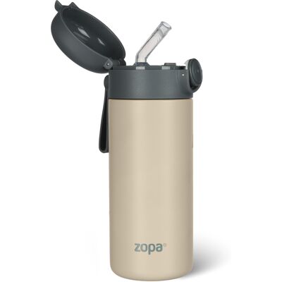 Zopa Termoska na tekutiny s brčkem a silikonovým držákem 350 ml, Cookie beige 5 Zopa Termoska na tekutiny s brčkem a silikonovým držákem 350 ml, Cookie beige 5