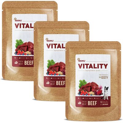 Akinu VITALITY na cesty hovězí pro psy 3 x 300 g Akinu VITALITY na cesty hovězí pro psy 3 x 300 g