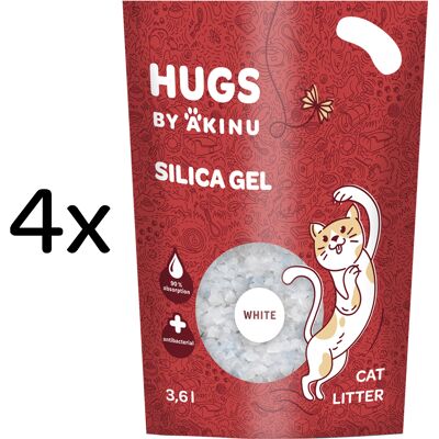 Akinu HUGS by Silika gel bílý stelivo pro kočky 3,6 l MTP 4 ks Akinu HUGS by Silika gel bílý stelivo pro kočky 3,6 l MTP 4 ks