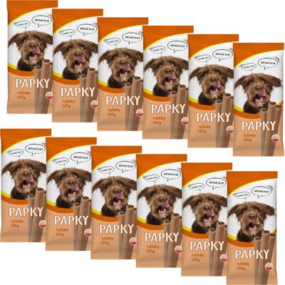 Akinu PAPKY Tyčinky pamlsek pro psy na srst a kůži 12 x 120 g Akinu PAPKY Tyčinky pamlsek pro psy na srst a kůži 12 x 120 g