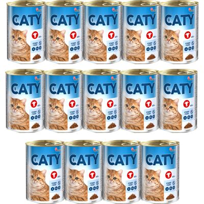Akinu CATY Hovězí kousky v omáčce konzerva pro kočky 14 x 415 g Akinu CATY Hovězí kousky v omáčce konzerva pro kočky 14 x 415 g