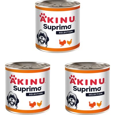 Akinu SUPRIMO SELECTION Krůtí & kuřecí svalovina konzerva pro psy 400 g MTP 3 ks Akinu SUPRIMO SELECTION Krůtí & kuřecí svalovina konzerva pro psy 400 g MTP 3 ks