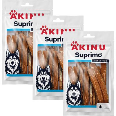 Akinu SUPRIMO SELECTION Losos kousky s kůží pamlsek pro psy mramorovaný 75 g MTP 3 ks Akinu SUPRIMO SELECTION Losos kousky s kůží pamlsek pro psy mramorovaný 75 g MTP 3 ks