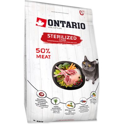 Ontario Krmivo pro Kočky Jehně 2kg - Sterilizovaná Ontario Krmivo pro Kočky Jehně 2kg - Sterilizovaná