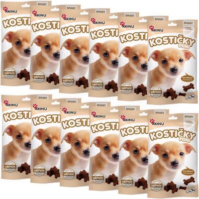Akinu Vápníkové MINI kostičky pamlsek pro štěňata 12 x 60 g Akinu Vápníkové MINI kostičky pamlsek pro štěňata 12 x 60 g